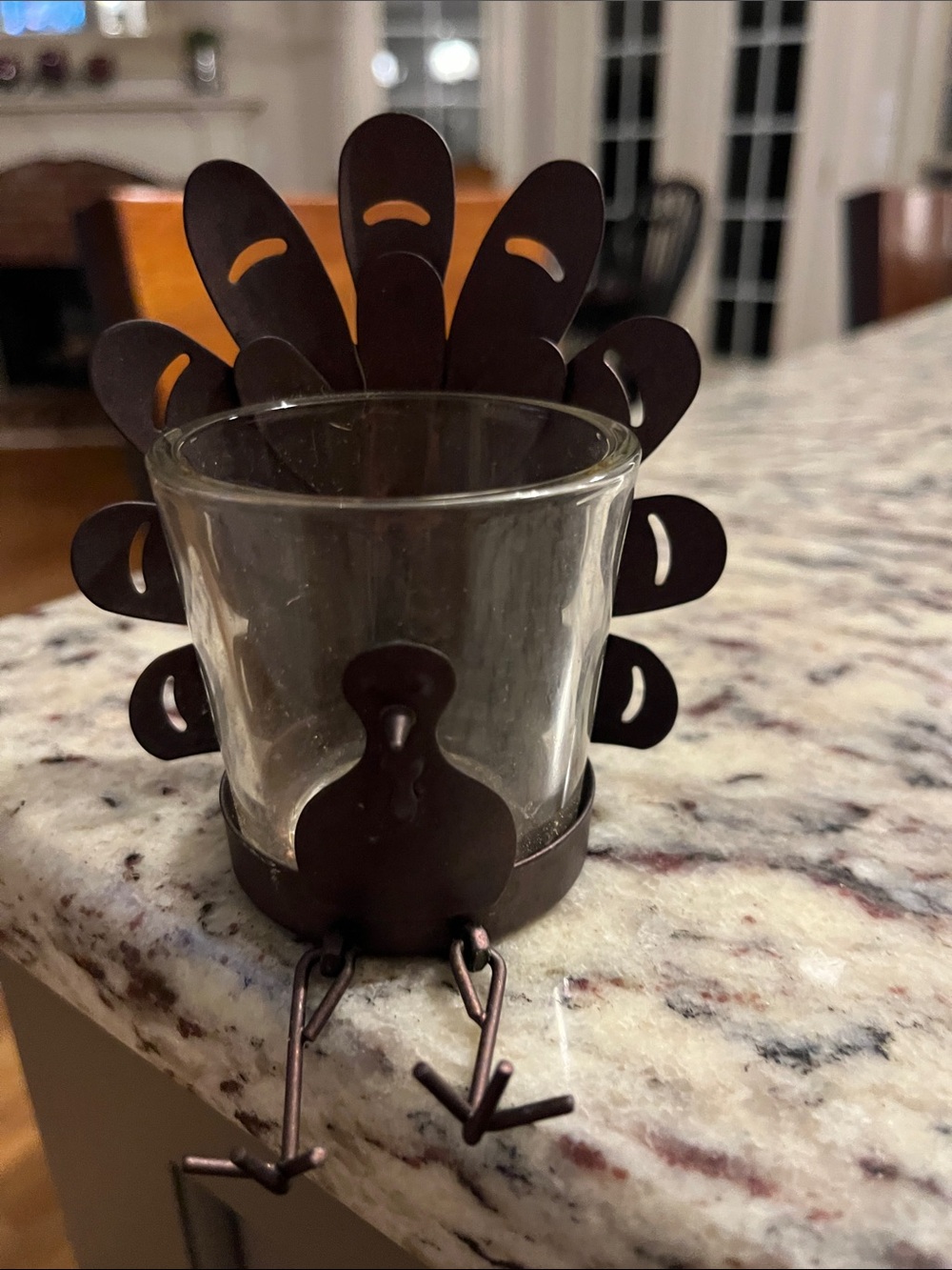 Brown Turkey Votive Candle Holder with Clear Glass. Yankee candle company.